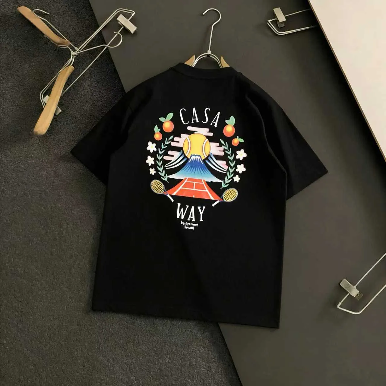 "𝙉𝙚𝙬♈️ Casablanca" 🏖Casablanca 25 spring and summer New Arrival letter logo printed short-sleeved T-shirt, made of 32 grams of dense double yarn cotton fabric, the fabric is soft. Color: Black White Light Blue Size: S M L XL 2XL